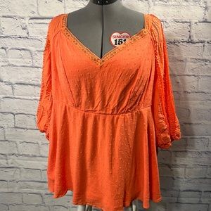 Orange Torrid V neck top size 2 (2x)